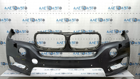 Бампер передній голий BMW X5 F15 14-18 під 2 парктроніки, омивачі фар, графіт, вм'ятини, подряпини, незаводські отвори