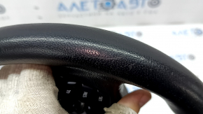 Руль голый BMW 3 F30 12-18 кожа черная, Sport, красная строчка, под лепестки с подогревом, с кнопками и накладкой, царапины, потерт