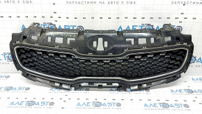 Решетка радиатора grill Kia Sportage 17-19 матовая черная с хромом