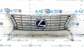 Решітка радіатора grill Lexus RX450H 13-15 рест, з емблемою, тріщина на хромі, пісок, подряпина