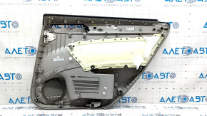 Обшивка двери карточка задняя левая VW Passat b8 16-19 USA серая, подлокотник кожа серый, молдинг под темное дерево, под химчистку