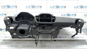 Торпедо передняя панель с AIRBAG Ford C-max MK2 13-18 под большой монитор, черная, с накладками, трещины в креплениях накладки