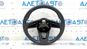Руль голый Audi A4 B9 17-19 кожа, серый, с накладкой, без кнопок и лепестков, царапины