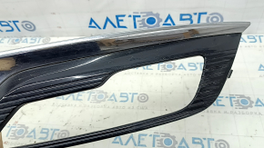 Решетка переднего бампера правая Ford Fusion mk5 17-18 под птф LED глянец, с хром молдингом, песок