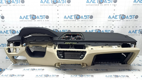 Торпедо передня панель з AIRBAG BMW 5 G30 17-23 чорна шкіра з бежевим schwarz/beige, іржавий піропатрон