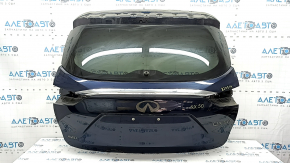 Дверь багажника голая со стеклом Infiniti QX50 19-25 синий BW5, с молдингом, вмятина