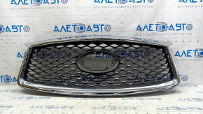 Грати радіатора grill Infiniti QX50 19-25 без емблеми, пісок, тичка, тріщини в молдингу, зламане кріплення
