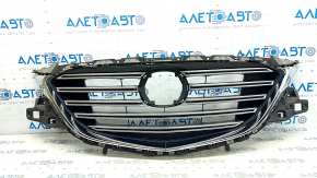 Решітка радіатора grill Mazda CX-9 16-20 без емблеми, з хром вставками, під подіум, вм'ятина, пісок