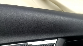 Обшивка двери карточка задняя правая Mazda CX-9 16-19 под шторку, кожа черная с бежевой вставкой кожа, подлокотник кожа, серый молдинг, с ручкой, BOSE, царапины