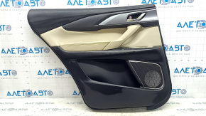 Обшивка дверей картка задня ліва Mazda CX-9 16-19 під шторку, чорна шкіра з бежевою вставкою шкіра, підлокітник шкіра, сірий молдинг, з ручкою, BOSE, подряпини