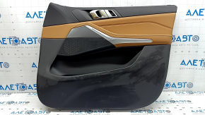 Обшивка дверей картка передня права BMW X5 G05 19-23 шкіра schwarz/коричнева COGNAC вставка сіра, підлокітник шкіра коричнева COGNAC, з ручкою та накладками, подряпини