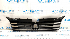 Решетка радиатора grill VW Tiguan 18-21 без эмблемы, 2 хром 1 черная полоски