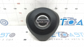 Подушка безпеки airbag в кермо водійська Nissan Rogue 17-20 чорна, надламане кріплення
