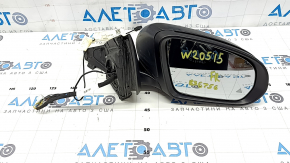 Дзеркало бічне праве у зборі Mercedes C-class W205 15-21 8+8+1 пінів, поворотник, підігрів, з підсвічуванням, BSM, чорне, подряпини