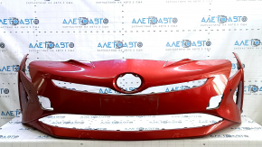 Бампер передний голый Toyota Prius 50 16-18 под парктроники, красный 3T7, примят, треснут, надломано крепление