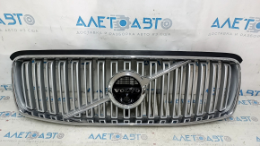 Решетка радиатора grill со значком Volvo XC90 16-19 серая, обрамление хром, под камеру, тычки
