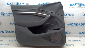 Обшивка дверей картка передня ліва Audi E-Tron 19-23 шкіра чорна, хром молдинг