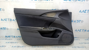 Обшивка двери карточка передняя левая Honda Insight 19-22 черная, подлокотник и накладка ткань, под химчистку, царапины