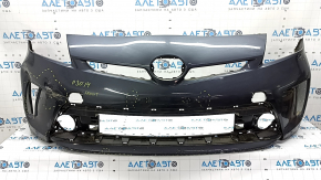 Бампер передний голый Toyota Prius 30 13-15 рест, графит, надорван, примят, сломаны крепления, после ремонта