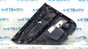 Обшивка дверей картка задня права BMW X5 F15 14-18 шкіра чорна Dakota без шторки, Harman Kardon, вставка та підлокітник чорна шкіра, молдинг під дерево, з підсвічуванням та ручкою, подряпини, надриви,