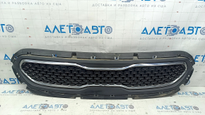 Решетка радиатора grill Kia Niro 17-19 HEV, PHEV обрамление структура, черный глянец с хром молдингом, надломаны крепления, царапины, песок