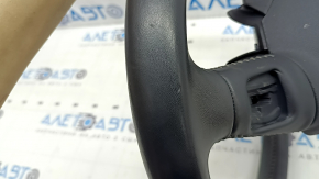 Руль голый Audi Q8 19-20 кожа темно-серая с подогревом, без лепестков, кнопок и накладки, царапины