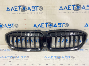 Грати радіатора grill BMW 3 G20 19-22 чорний глянець, під камеру, M Sport