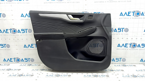 Обшивка двери карточка передняя левая Ford Escape MK4 23-26 черная, подлокотник кожа черная, вставка серая, Bang & olufsen, с ручкой, царапины, потерта