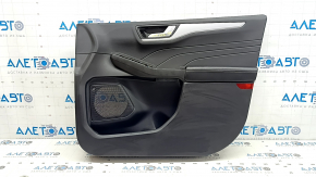 Обшивка дверей картка передня права Ford Escape MK4 23-26 чорна, підлокітник шкіра чорна, вставка сіра, Bang & olufsen, з ручкою, подряпини, потерта