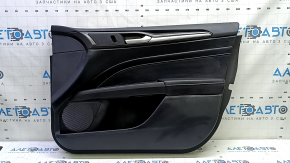 Обшивка двери карточка передняя правая Ford Fusion mk5 17-20 titanium, черная с черной вставкой кожа, подлокотник кожа, молдинг графит