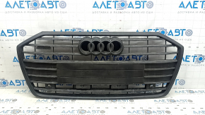 Решетка радиатора в сборе Audi A6 C8 19-23 под парктроники без радара, черный мат с хромом, окрашена, царапины