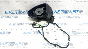 Зеркало боковое левое в сборе Audi A6 C8 19-25 15+2 пинов, поворотник, подогрев, автозатемнение, автоскладывание, камера, BSM, синее, нет зеркала, трещина в корпусе, потерто