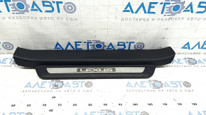 Накладка порога передняя правая Lexus RX350 RX450h 10-15 черная, царапины, вмятины на хроме