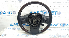 Кермо голе Lexus RX350 RX450h 10-15 шкіра чорна, темне дерево, з кнопками, з керуванням круїз-контролем, з накладками, потерт, подряпини