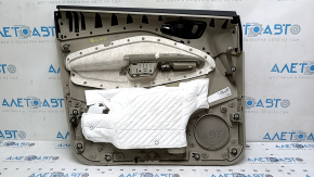 Обшивка дверей передня права картка Ford Escape MK3 17-19 рест, сіра з чорним, вставка пластик, накладка шкіра чорна, підлокітник шкіра сіра, з хром ручкою, з ручкою, подряпини