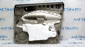 Обшивка дверей картка передня ліва Ford Escape MK3 17-19 рест, сіра з чорним, вставка пластик, накладка чорна шкіра, підлокітник шкіра сіра, з хром ручкою, з ручкою, подряпини, тріщина, прим'ята