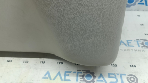 Обшивка дверей картка задня ліва Chrysler Pacifica 17-22 під шторку, сіра з коричневою шкірою, з накладками, з ручкою, подряпини, потертості, побілів пластик, під чищення