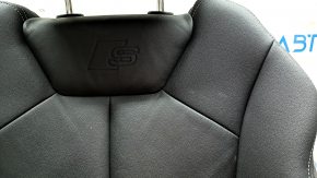Пассажирское сидение Audi Q3 83A 19-23 с airbag, S-Line, электрическое, механическая подпорка коленей, подогрев, кожа черная, вставки алькантара, белая строчка, царапины на пластике, под чистку
