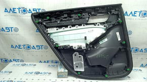 Обшивка двери карточка задняя правая Honda Accord 19-22 черная кожа, подлокотник черная кожа, хром молдинг с черной вставкой, царапины, потерта, под чистку, примята кожа