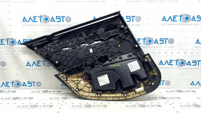 Обшивка дверей картка задня права у зборі BMW 5 G30 17-23 шкіра чорна, Sensatec, підлокітник та вставка шкіра чорна, молдинг під дерево глянець, з підсвічуванням, з ручкою, надриви