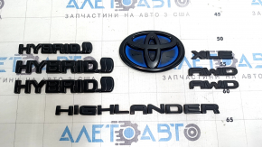 Комплект емблем Toyota Highlander 20-26 чорний hybrid XLE AWD