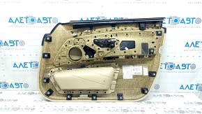 Обшивка дверей картка передня ліва BMW 5 F10 11-16 шкіра Dakota бежева Venetobeige, підсвічування, вставка під дерево, хром, з ручкою, подряпини, потерта