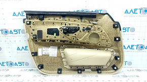 Обшивка дверей картка передня ліва BMW 5 F10 11-16 шкіра Dakota бежева Venetobeige, підсвічування, вставка під дерево, хром, з ручкою, подряпини