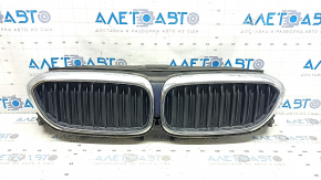 Решітка радіатора grill у зборі BMW 5 G30 17-20 Sport Line, з жалюзі дефлектором радіатора, хром, пісок, вицвіла глянцева накладка