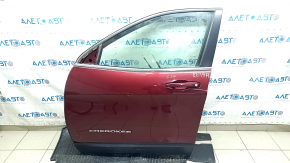 Дверь в сборе передняя левая Jeep Cherokee KL 14-20 keyless, красный PRV, накладка структура, царапина, тычки
