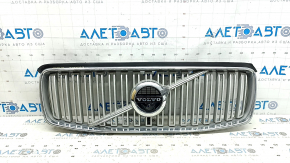 Грати радіатора grill зі значком Volvo XC90 16-19 сіра, обрамлення хром, під камеру, пісок, поліз хром