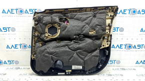 Обшивка дверей картка передня ліва BMW X1 F48 16-22 шкіра Sensatec бежева з чорним, Oyster, з підлокітником шкіра бежева Oyster, молдинг чорний глянець, з накладкою, з ручкою, подряпини, під хімчистку