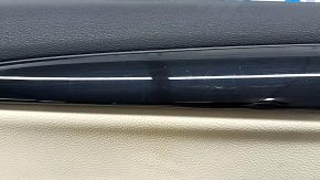 Обшивка дверей картка передня ліва BMW X1 F48 16-22 шкіра Sensatec бежева з чорним, Oyster, з підлокітником шкіра бежева Oyster, молдинг чорний глянець, з накладкою, з ручкою, подряпини, під хімчистку