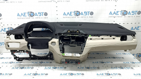 Торпедо передня панель з AIRBAG BMW X1 F48 19-22 чорна шкіра з бежевим Oyster під проекцію, під чистку
