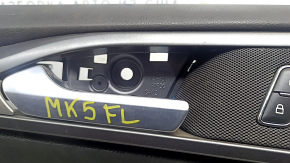 Обшивка двери карточка передняя левая Ford Fusion mk5 13-16 черная с серой вставкой ткань, подлокотник кожа, молдинг серый глянец, трещина, затерта, под химчистку, без заглушки